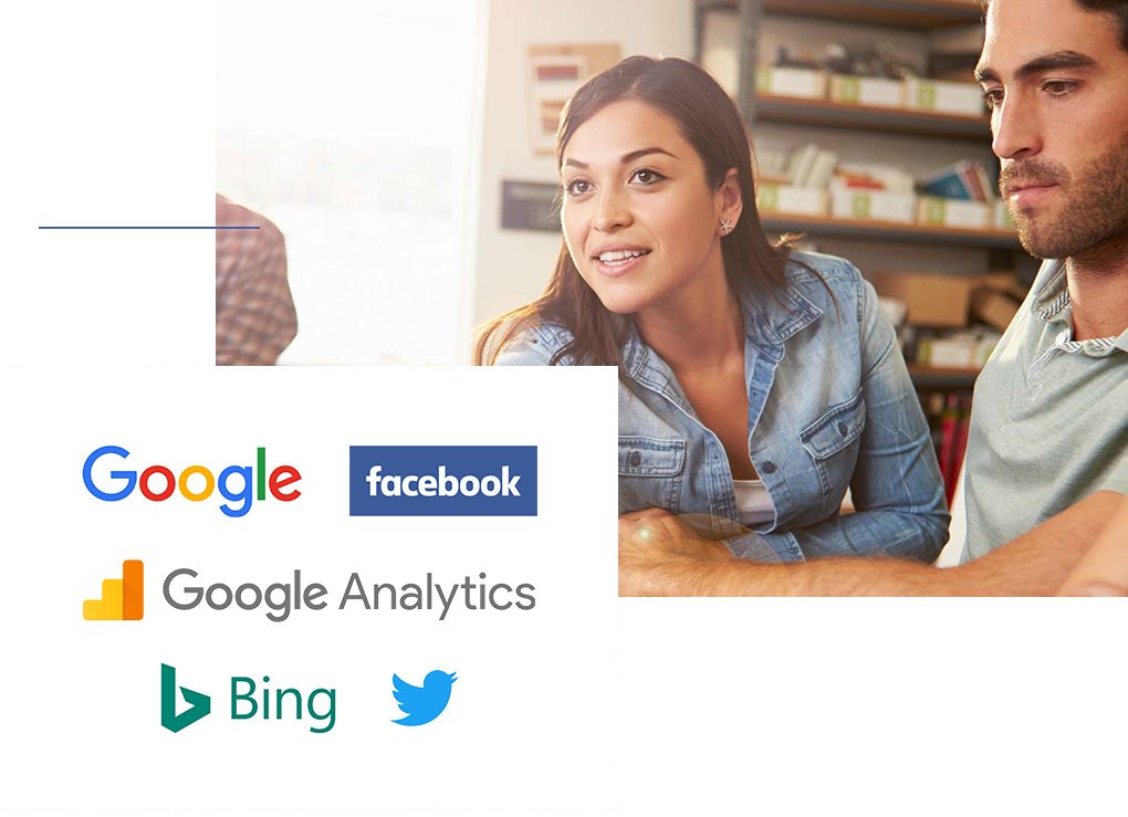SEO services graphic with man and woman