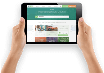 Peterborough City Council website displayed on tablet