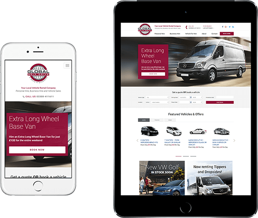 Example Wordpress website template for van hire