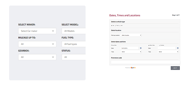 Car search website frontend for Wordpress